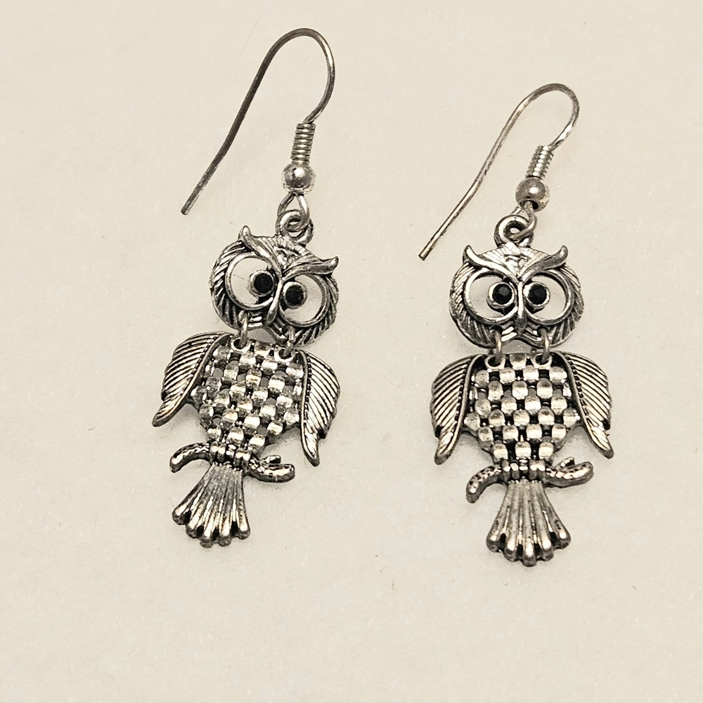 Silver Owl Earrings